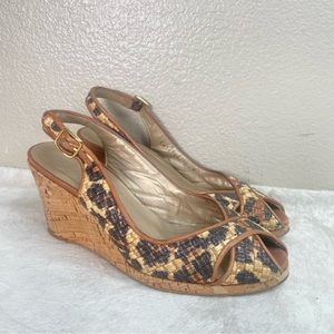 Stuart Weitzman Slingback Leopard Print Wedge Sandals